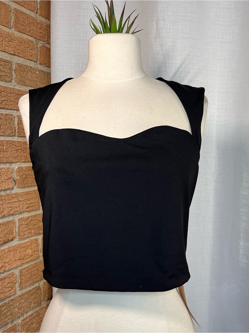 NWT SHEIN BAE Black Open Back Crop Top Size L Night Out